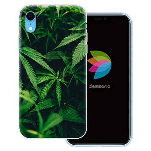 dessana Cannabis Weed transparente Schutzhülle Handy Case Cover Tasche für Apple iPhone XR Weed Blätter von dessana