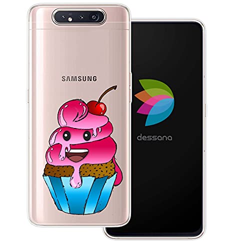 dessana Comic Food transparente Schutzhülle Handy Case Cover Tasche passend für Samsung Galaxy A80 Cupcake Kuchen von dessana
