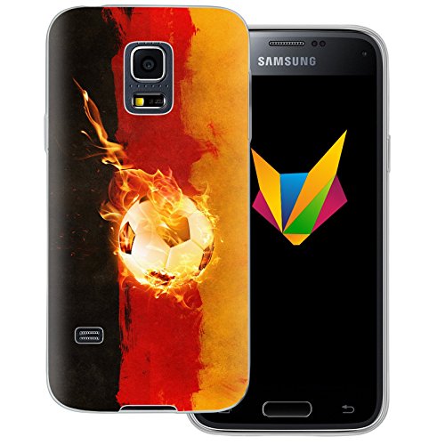 dessana Deutschland transparente Silikon TPU Schutzhülle 0,7mm dünne Handy Soft Case passend für Samsung Galaxy S5 Mini Deutschland Fußball von dessana
