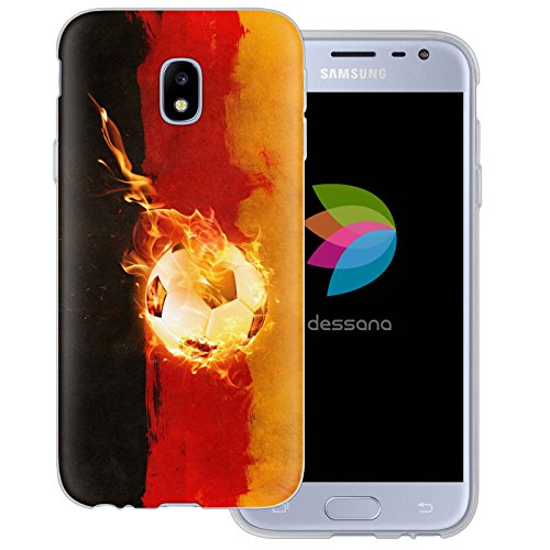 dessana Deutschland transparente Silikon TPU Schutzhülle 0,7mm dünne Handy Tasche Soft Case für Samsung Galaxy J3 (2017) Deutschland Fußball von dessana