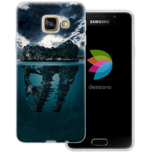 dessana Dinosaurier Welt transparente Silikon TPU Schutzhülle 0,7mm dünne Handy Tasche Soft Case für Samsung Galaxy A3 (2016) Dino Insel von dessana