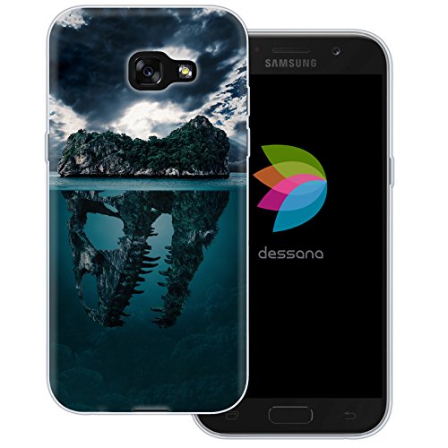 dessana Dinosaurier Welt transparente Silikon TPU Schutzhülle 0,7mm dünne Handy Tasche Soft Case passend für Samsung Galaxy A5 (2017) Dino Insel von dessana