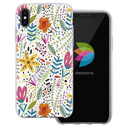 dessana Florales Design transparente Schutzhülle Handy Case Cover Tasche für Apple iPhone XS Max Gezeichnete Blumenwiese von dessana