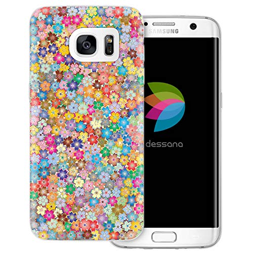 dessana Florales Design transparente Schutzhülle Handy Case Cover Tasche für Samsung Galaxy S7 Edge Bunte Blümchen von dessana