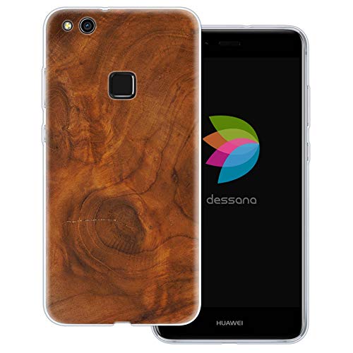 dessana Holz Maserung transparente Schutzhülle Handy Case Cover Tasche für Huawei P10 Lite Nussbaum Holz von dessana