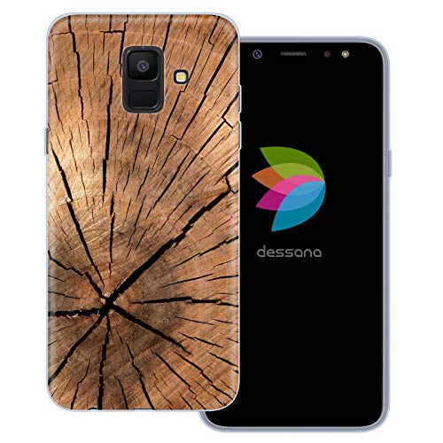 dessana Holz Maserung transparente Schutzhülle Handy Case Cover Tasche für Samsung Galaxy A6 (2018) Pinien Holz von dessana