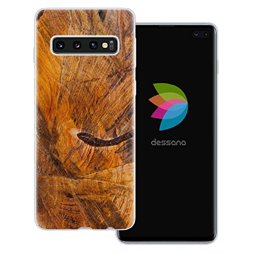 dessana Holz Maserung transparente Schutzhülle Handy Case Cover Tasche für Samsung Galaxy S10+ Teak Holz von dessana