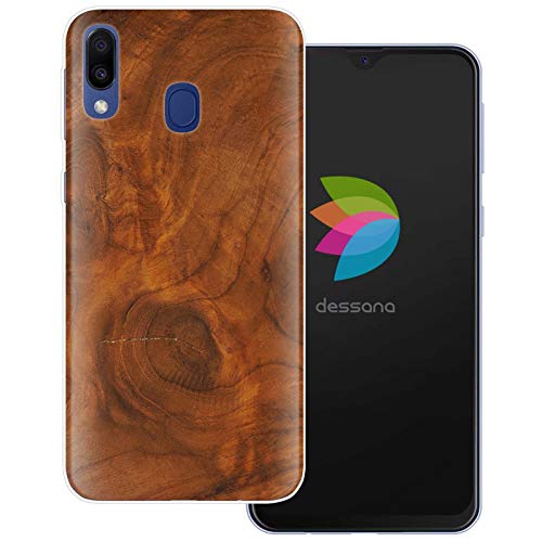 dessana Holz Maserung transparente Schutzhülle Handy Case Cover Tasche passend für Samsung Galaxy M20 (2019) Nussbaum Holz von dessana