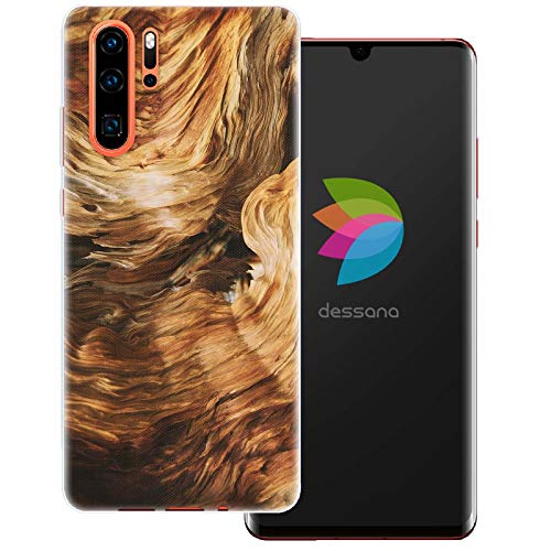 dessana Holz Optik transparente Schutzhülle Handy Case Cover Tasche passend für Huawei P30 Pro Holz Pflanze von dessana