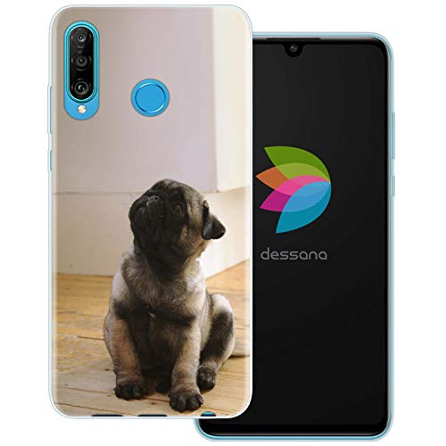 dessana Hunde Welpen transparente Schutzhülle Handy Case Cover Tasche passend für Huawei P30 Lite Mops Welpe dessana Hunde Welpen transparente Schutzhülle Handy Case Cover Tasche passend für Huawei P30 Lite Mops Welpe von dessana
