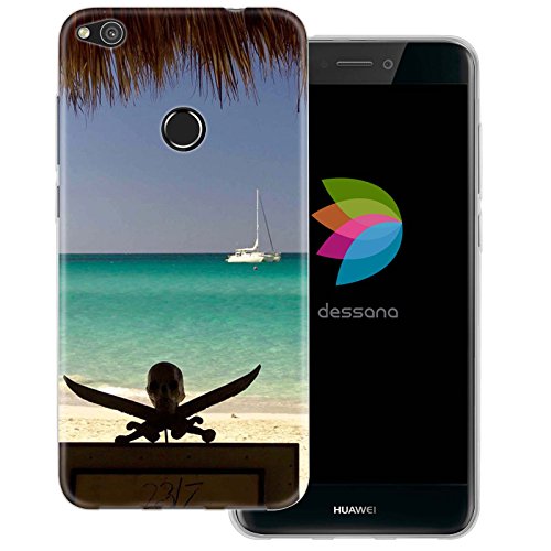 dessana Jamaika transparente Silikon TPU Schutzhülle 0,7mm dünne Handy Tasche Soft Case passend für Huawei P8 Lite (2017) Karibik Piraten von dessana