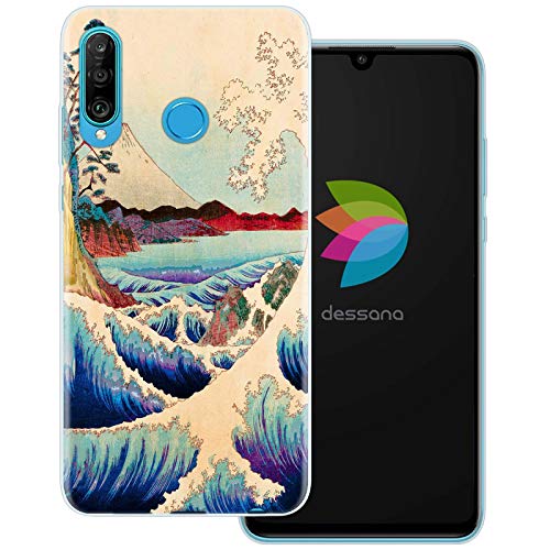 dessana Japanisch transparente Schutzhülle Handy Case Cover Tasche passend für Huawei P30 Lite Japan Vulkan von dessana