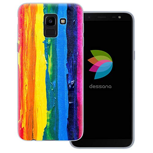 dessana LGBTQ Bunt transparente Schutzhülle Handy Case Cover Tasche passend für Samsung Galaxy J6 (2018) Farbenfroh Bunt von dessana