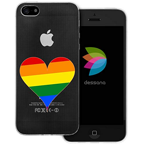 dessana LGBTQ transparente Schutzhülle Handy Case Cover Tasche für Apple iPhone 5/5S/SE Herz Bunt von dessana