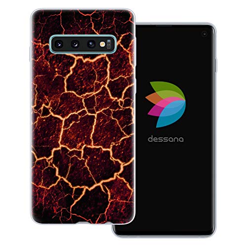 dessana Lava transparente Schutzhülle Handy Case Cover Tasche passend für Samsung Galaxy S10 Lava Feuer von dessana