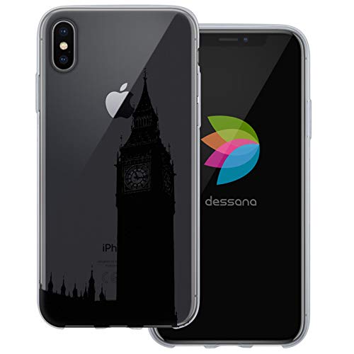 dessana London Muster transparente Schutzhülle Handy Case Cover Tasche für Apple iPhone XS Big Ben Grafik von dessana