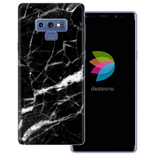dessana Marmor Muster transparente Schutzhülle Handy Case Cover Tasche für Samsung Galaxy Note 9 Marmor Schwarz von dessana