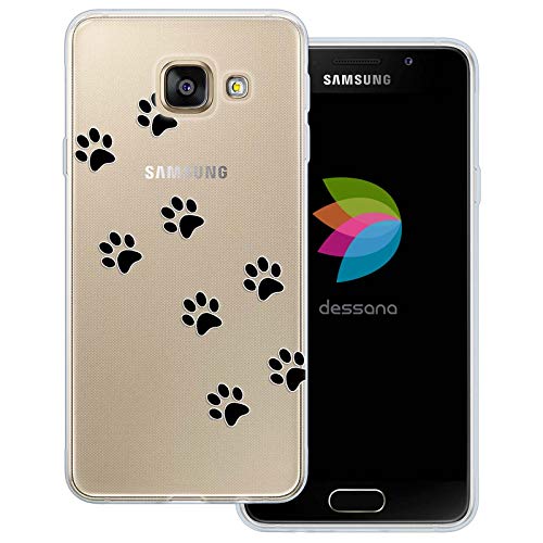 dessana Pfotenabdruck transparente Schutzhülle Handy Case Cover Tasche für Samsung Galaxy A3 (2016) Tier Spur von dessana