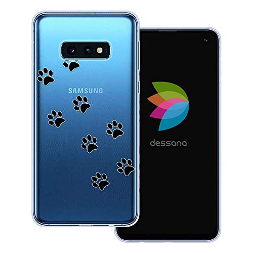 dessana Pfotenabdruck transparente Schutzhülle Handy Case Cover Tasche für Samsung Galaxy S10e Tier Spur von dessana