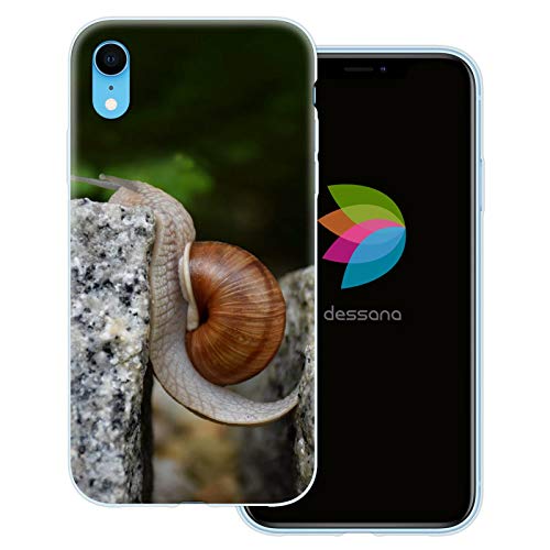 dessana Schnecken transparente Schutzhülle Handy Case Cover Tasche passend für Apple iPhone XR Schnecke Steine von dessana
