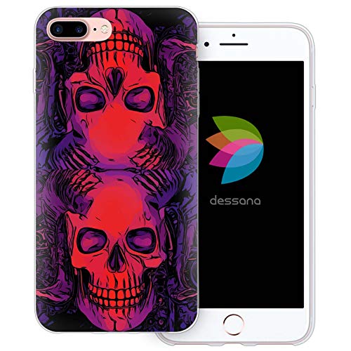 dessana Skelette transparente Schutzhülle Handy Case Cover Tasche für Apple iPhone 8 Plus Totenkopf Teufel von dessana