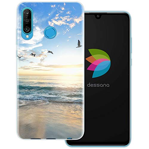 dessana Strandurlaub transparente Schutzhülle Handy Case Cover Tasche für Huawei P30 Lite Strand Möwen von dessana