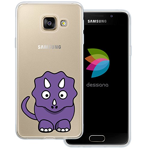 dessana Süße Dinos transparente Silikon TPU Schutzhülle 0,7mm dünne Handy Tasche Soft Case passend für Samsung Galaxy A3 (2016) Dino Lila von dessana