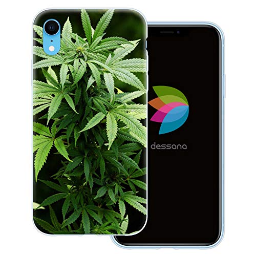 dessana THC Knollen transparente Schutzhülle Handy Case Cover Tasche für Apple iPhone XR Hanfpflanze von dessana