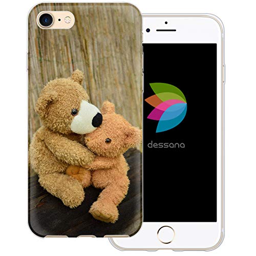 dessana Teddys transparente Schutzhülle Handy Case Cover Tasche für Apple iPhone 8 Kuschelnde Teddys von dessana