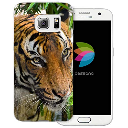 dessana Tiger Raubkatze transparente Schutzhülle Handy Case Cover Tasche passend für Samsung Galaxy S7 Tiger Streifenmuster von dessana