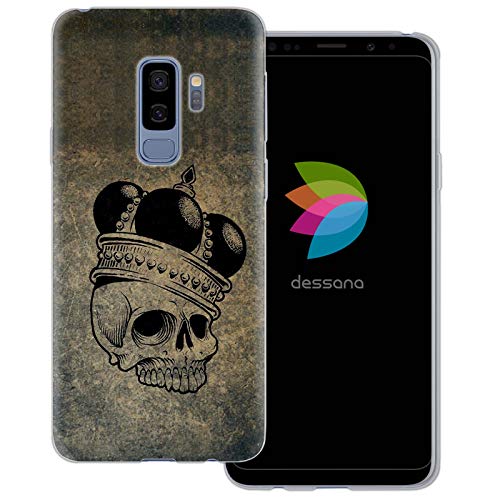 dessana Totenkopf transparente Silikon TPU Schutzhülle 0,7mm dünne Handy Tasche Soft Case für Samsung Galaxy S9 Plus Totenkopf König von dessana