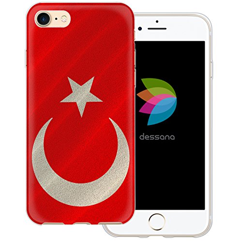 dessana Türkei transparente Silikon TPU Schutzhülle 0,7mm dünne Handy Tasche Soft Case für Apple iPhone 7 Türkei Flagge von dessana