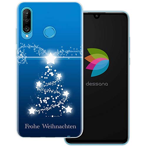 dessana Weihnachten Xmas transparente Schutzhülle Handy Case Cover Tasche für Huawei P30 Lite Weihnachtsbaum Sterne von dessana