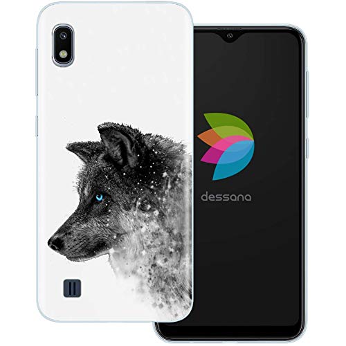 dessana Wolf Wölfe transparente Schutzhülle Handy Case Cover Tasche passend für Samsung Galaxy A10 Wolf Blaue Augen von dessana