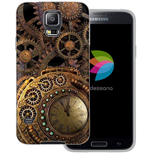 dessana Zahnräder transparente Schutzhülle Handy Case Cover Tasche für Samsung Galaxy S5/Neo Zahnrad Steampunk von dessana