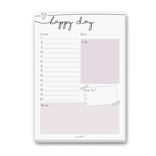 Schreibblock happy day I dv_305 I DIN A4 I altrosa Tagesplaner Organizer Notizblock mit to-do-Liste zum Abreißen und Beschreiben von #detailverliebt