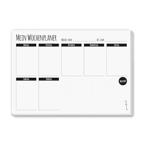 Wochen-Kalender Mein Wochen-Planer schlicht I DIN A5 I Notiz-Block Wochenplan Organizer I zum Abreißen in schwarz weiß I dv_347 von #detailverliebt