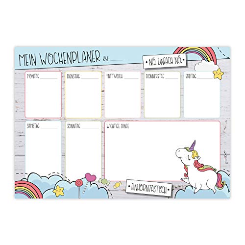 Wochen-Kalender Mein Wochenplaner mit Einhorn Motiv I DIN A4 I Notiz-Block Wochenplan Organizer undatiert I zum Abreißen I dv_393 von #detailverliebt