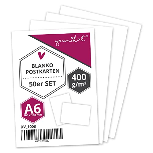 #detailverliebt Vielseitige Blanko Postkarten zum Selbstgestalten I DIN A6 I 50er Set 400g/qm DIY Grußkarten in weiß I zum Beschreiben Bemalen und Gestalten I dv_1003 von #detailverliebt