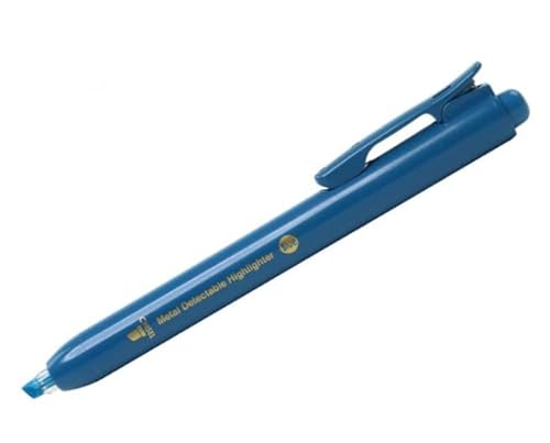 detektierbarer Textmarker, einziehbar, ohne Kappe, mit Clip (Blau) von detektierbar.de