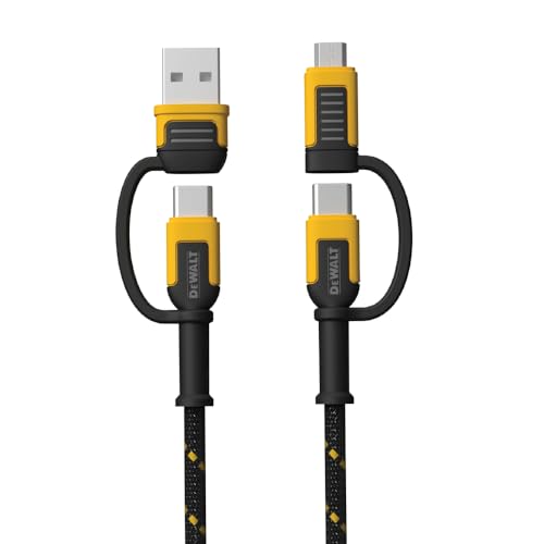 dewalt 4 in 1 Ladekabel - Verstärktes geflochtenes USB C auf Multi Ladekabel - Schnellladung - USB C und Micro USB Kabel 2 in 1 - Dual USB C Kabel für alle Android Geräte - 1,8 m von dewalt