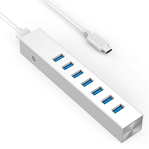 USB C Hub 7-Port Aluminum Multi Port Portable Splitter Data Hub USB 3.0 Extension Splitter Hub Powered with USB Typ-C Dockingstation mit Dual von dfghjdfgas