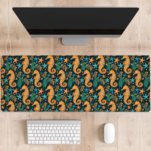 dhakalrlde Buntes Seepferdchen-Gaming-Mauspad, Seepferdchen und blauer Seestern, große Schreibtischunterlage für Computer, erweiterte Tastatur, Laptop, Mauspads, 80 x 29 cm, rutschfestes Gummi-Mauspad dhakalrlde Buntes Seepferdchen-Gaming-Mauspad, Seepferdchen und blauer Seestern, große Schreibtischunterlage für Computer, erweiterte Tastatur, Laptop, Mauspads, 80 x 29 cm, rutschfestes Gummi-Mauspad von dhakalrlde