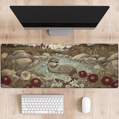 dhakalrlde Charming Otter Gaming-Mauspad, großer Fluss, niedlicher Otter, Schreibtischunterlage für Computer, erweiterte Tastatur, Laptop, Mauspads, 80 x 29 cm, rutschfestes Gummi-Mauspad für dhakalrlde Charming Otter Gaming-Mauspad, großer Fluss, niedlicher Otter, Schreibtischunterlage für Computer, erweiterte Tastatur, Laptop, Mauspads, 80 x 29 cm, rutschfestes Gummi-Mauspad für von dhakalrlde