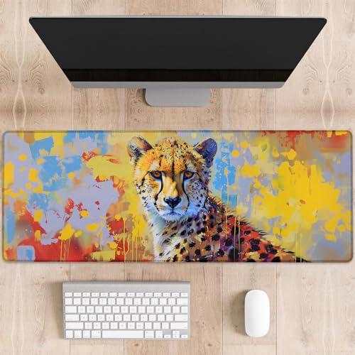 dhakalrlde Cheetah Gaming-Mauspad, große Schreibtischunterlage für Computer, erweiterte Tastatur, Laptop, Mauspads, 80 x 29 cm, rutschfestes Gummi-Mauspad für Bürodekoration, Geschenke (Farbe 29) von dhakalrlde