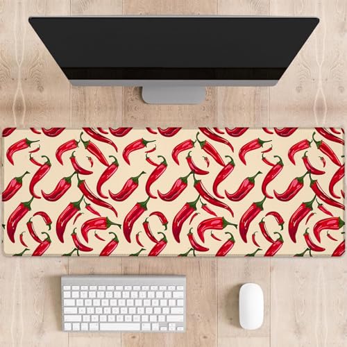 dhakalrlde Chili Pepper Gaming-Mauspad, würziges rotes Chili-Muster, große Schreibtischunterlage für Computer, erweiterte Tastatur, Laptop, Mauspads, 80 x 29 cm, rutschfestes Gummi-Mauspad für dhakalrlde Chili Pepper Gaming-Mauspad, würziges rotes Chili-Muster, große Schreibtischunterlage für Computer, erweiterte Tastatur, Laptop, Mauspads, 80 x 29 cm, rutschfestes Gummi-Mauspad für von dhakalrlde