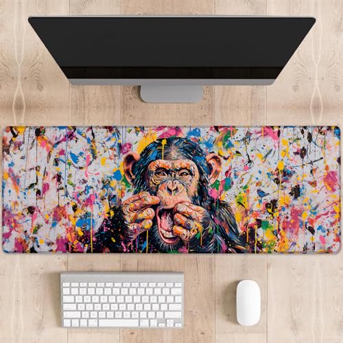 dhakalrlde Chimp Gaming-Mauspad, große Schreibtischunterlage für Computer, erweiterte Tastatur, Laptop, Mauspads, 80 x 29 cm, rutschfestes Gummi-Mauspad für Bürodekoration, Geschenke (Farbe 23) von dhakalrlde
