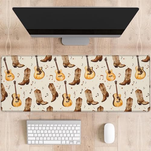 dhakalrlde Country Music Gaming-Mauspad, Cowboystiefel und Gitarren, große Schreibtischunterlage für Computer, erweiterte Tastatur, Laptop, Mauspads, 80 x 29 cm, rutschfestes Gummi-Mauspad für dhakalrlde Country Music Gaming-Mauspad, Cowboystiefel und Gitarren, große Schreibtischunterlage für Computer, erweiterte Tastatur, Laptop, Mauspads, 80 x 29 cm, rutschfestes Gummi-Mauspad für von dhakalrlde