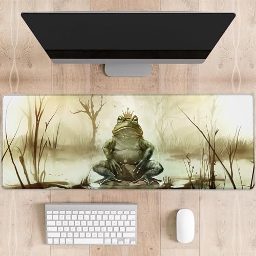 dhakalrlde Crowned Frog Gaming-Mauspad, Moody Fairytale Style, große Schreibtischunterlage für Computer, erweiterte Tastatur, Laptop, Mauspads, 80 x 29 cm, rutschfestes Gummi-Mauspad für von dhakalrlde