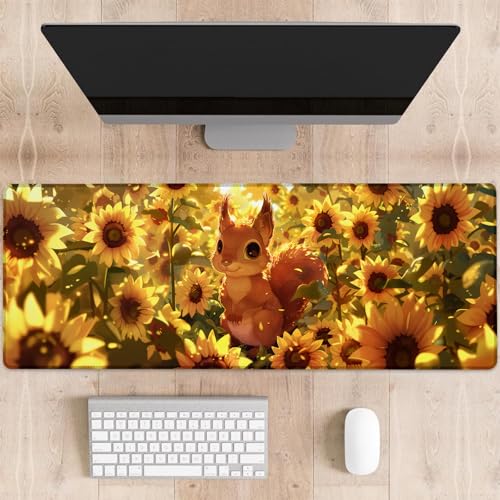 dhakalrlde Eichhörnchen-Gaming-Mauspad, große Schreibtischunterlage für Computer, erweiterte Tastatur, Laptop, Mauspad, 80 x 29 cm, rutschfestes Gummi-Mauspad für Bürodekoration, Geschenke (Farbe 50) von dhakalrlde